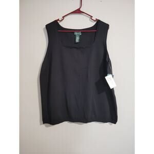 Lauren Ralph Lauren Women' Classic Square Neckline Black Sleeveless Blouse Sz 3X